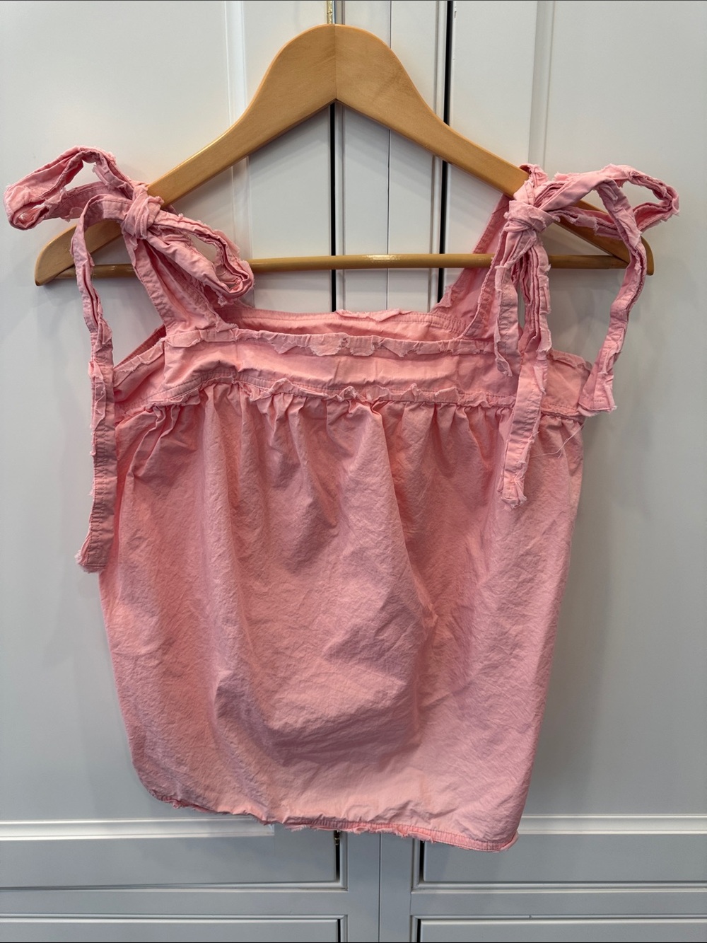 Tory Burch Pink Tie-Shoulder Ruffle Camisole(needs to be ironed)